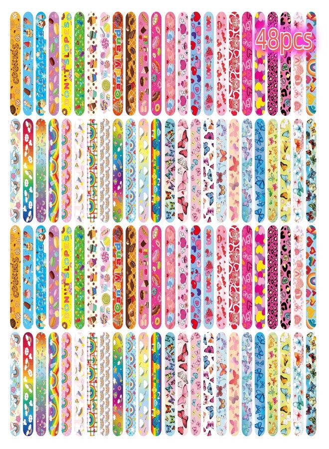 DimiGlobal Slap Bracelets Party Favors 48Pcs Slap Bracelets Bulk Party Snap Bracelets Gifts for kids Butterflies,Space multi-themed School Classroom Prizes Exchange (A:Butterflies,Rainbows,Hearts,Desserts) - Image 1